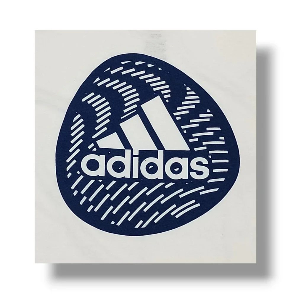 Adidas Plain Front Blue Back Graphic Print White T-Shirt Men's Small‎